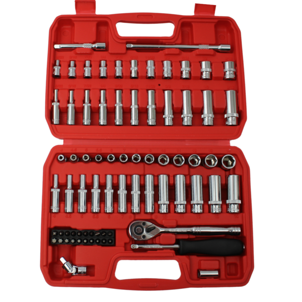 1/4" Dr 6 Point Socket Set Deep/Standard Sockets SAE/Metric 74 Pcs