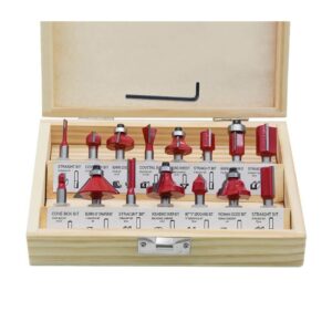 Tungsten Carbide15 Piece Router Bit Set 8mm (5/16") Shank