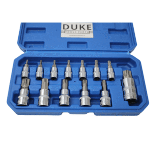 DUKE Tools 1/4", 3/8" & 1/2" Drive Torx Bit Socket Set 13 Pcs T8-T70 Star Bit Socket